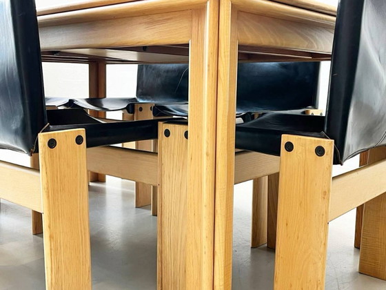 Image 1 of Set: 6 Stühle Modell Monk und Tisch von Afra und Tobia Scarpa für Molteni, 1973