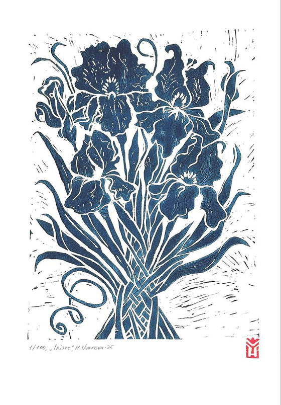 Image 1 of Irissen - A3 Handgemaakte Linosnede Print