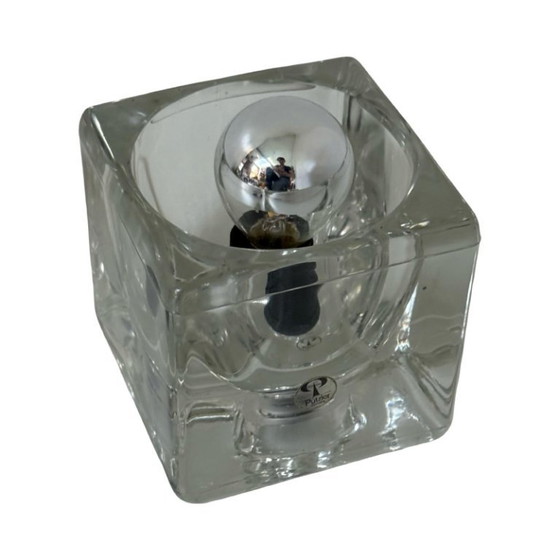 Image 1 of Peill & Putzler - Desk lamp in shape of a glass cube - Space Age / Pop Art Design - Germany - 1970’s (marked, original sticker)