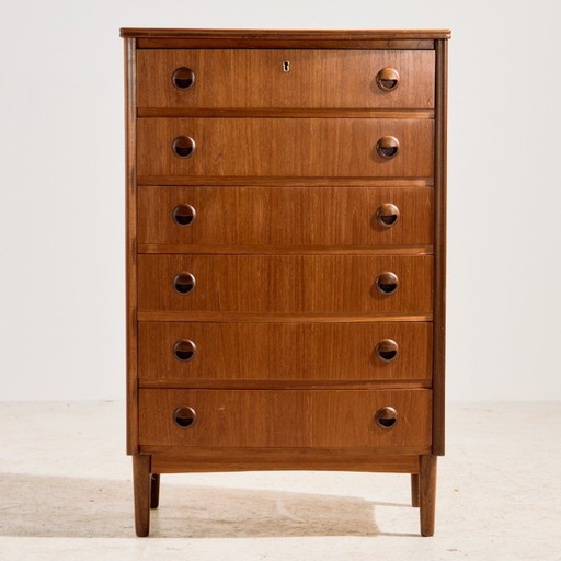 Commode en teck MK11152 à six tiroirs