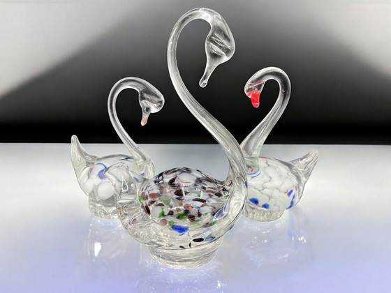 Image 1 of Satz von 3 originalen Muranoglas-Schwänen