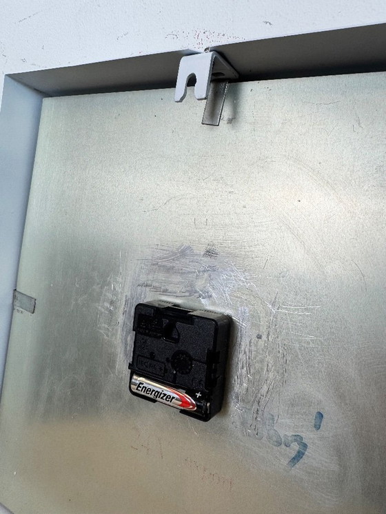 Image 1 of Reloj de pared cuadrado industrial blanco de Pragotron, años 70