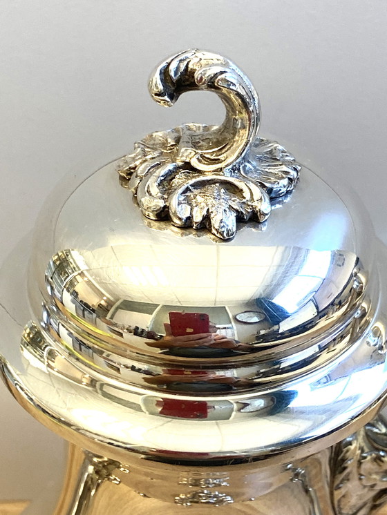 Image 1 of Élégante & Ancienne Verseuse à Thé Café Style Louis XV Rocaille Métal Argenté