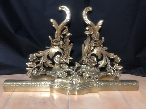 Gran repisa de chimenea antigua del siglo XIX – Estilo Luis XV rococó – Latón – Ajustable de 103 a 147 cm – cadeaus, Brass