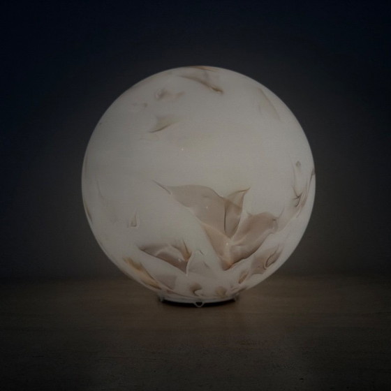 Image 1 of Vintage glass table lamp marble decor , 1970s 