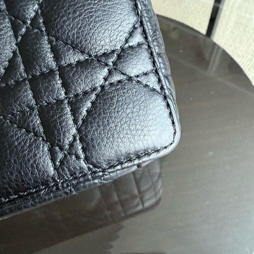 DIOR CARO SMALL - CANNAGE GRAINED CALFSKIN BLACK GOLD HARDWARE