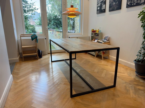 Gerüstbohlen-Tisch mit eingelegter Platte, Pure Wood, Esstische, Holz, Metall, Schwarz, Rustic (Foto 3 von 10)