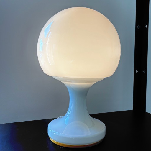 Lampada da tavolo a fungo Space Age cecoslovacca anni '70 – Vetro opalino