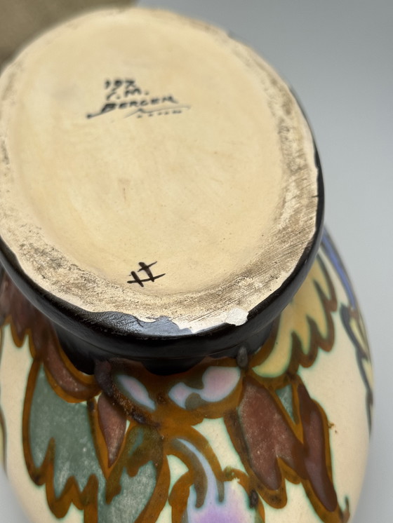 Image 1 of  Art Deco Hand-Painted Jardinière by C.M. Bergen, Belgium (c. 1920s–1930s) 