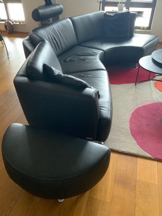 Image 1 of Zwart leren organische bank van FM Muster