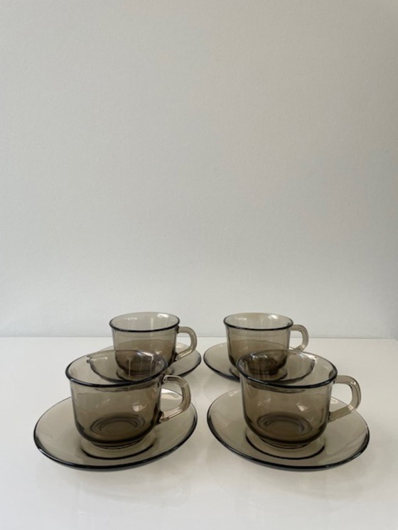 Image 1 of 4 tazze e piattini vintage Arcoroc | Francia anni '70 | 150 ml