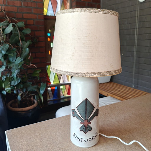 Mid-Century Brutalist Ceramic Table Lamp "St. George" – Belgian Studio Pottery – 1960s/1970s