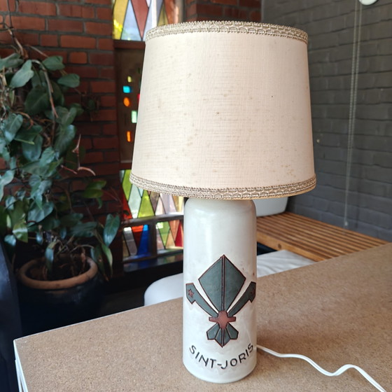 Image 1 of Mid-Century Brutalist Ceramic Table Lamp "St. George" – Belgian Studio Pottery – 1960s/1970s