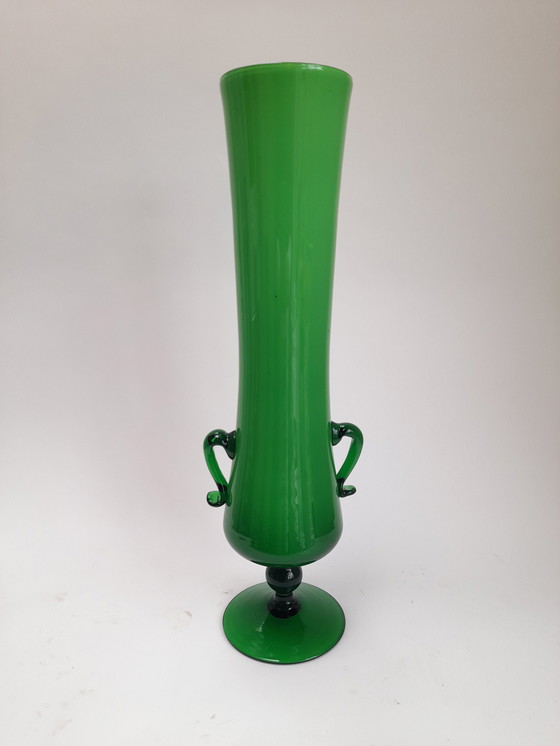 Image 1 of Large green vase in Italian opaline glass