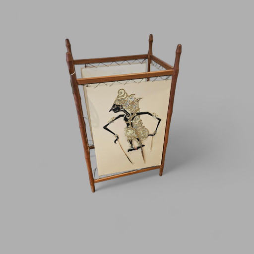 rare vintage Wayang Teak lampadaire lampe