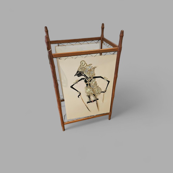 Image 1 of zeldzame vintage Wayang teak vloerlamp armatuur