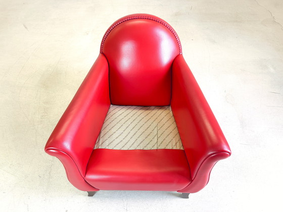 Image 1 of Lyra Fauteuil Poltrona Frau By Renzo Frau Cuir Rouge Lira