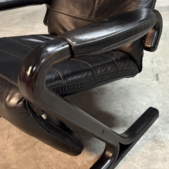 Image 1 of Vintage Danish Recliner - Black Leather - 1990s