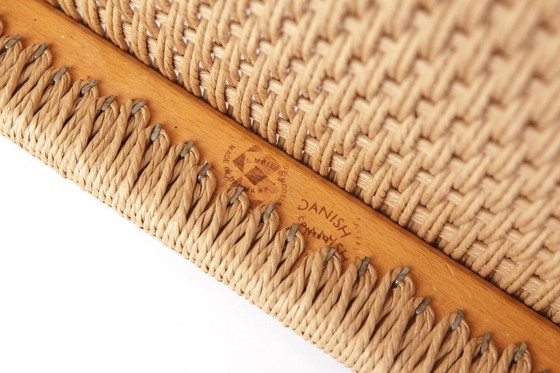 Image 1 of 1 van 2 Niels Moller armstoel, model 57, jaren 1950 Vintage, papieren koordzitting, eetkamerstoel, Denemarken