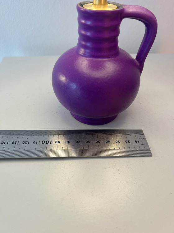 Image 1 of Expressieve tafellamp in de trendy kleur Plum Noir, gemaakt van een vintage WGP design vaas.