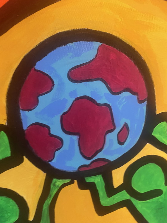Tableau « Hommage à Haring » 140 x 115 cm – Peintures et dessins, Canvas (photo 5 of 12)
