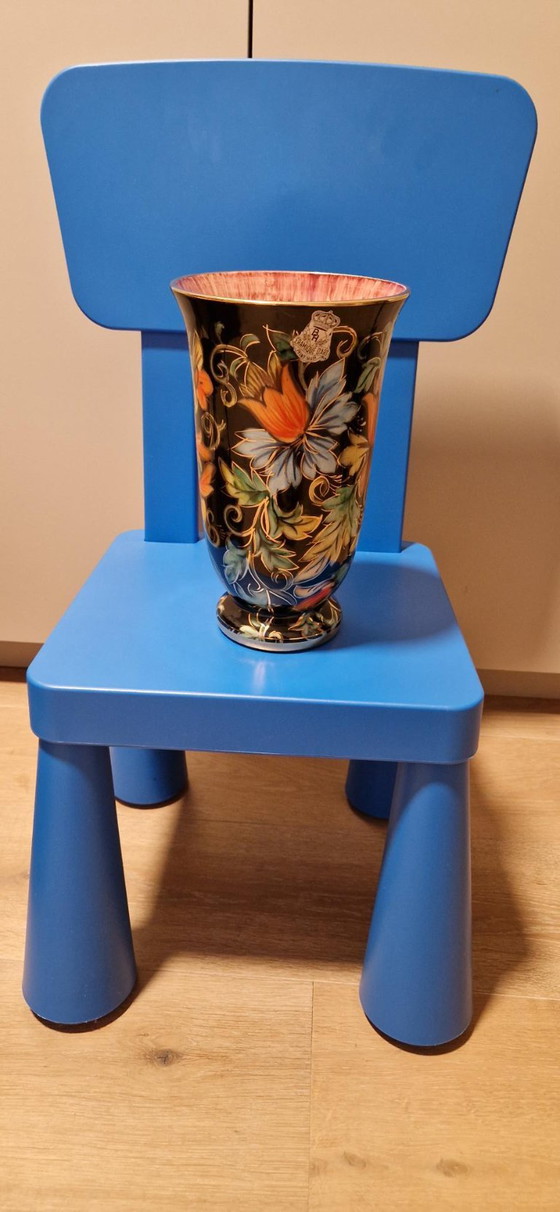 Vintage Vase Hubert Bequet Quaregnon - Hand-Painted with Gold – Ceramic (photo 10 of 15)