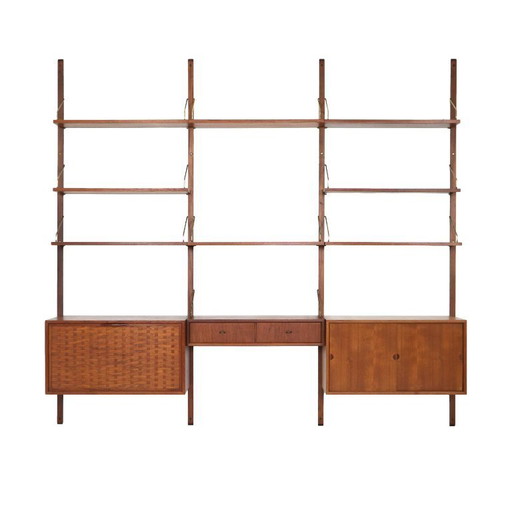 Teakhouten wandrek, Deens design, jaren 60, ontwerper: Poul Cadovius