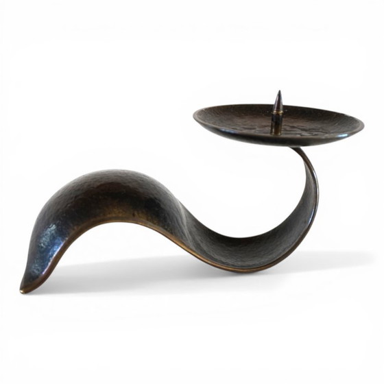 Image 1 of Bauhaus Sculptural Bronze Candlestick by Benno Meyer, 1930