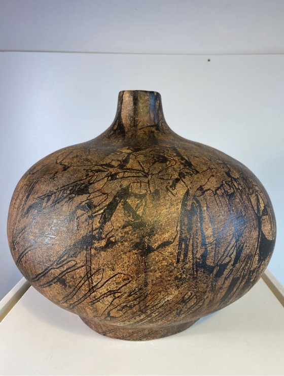 Vaso da terra brutalista tedesco anni '70 di Gerhard Liebenthron – Vasi, Ceramic (photo 4 of 6)