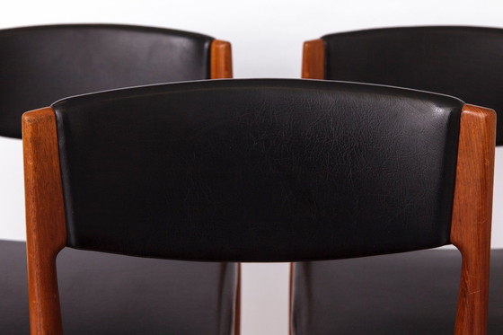 Image 1 of Juego de 4 sillas de comedor de teca Grete Jalk para Glostrup, años 60 | Sillas danesas de mediados de siglo con asientos de cue