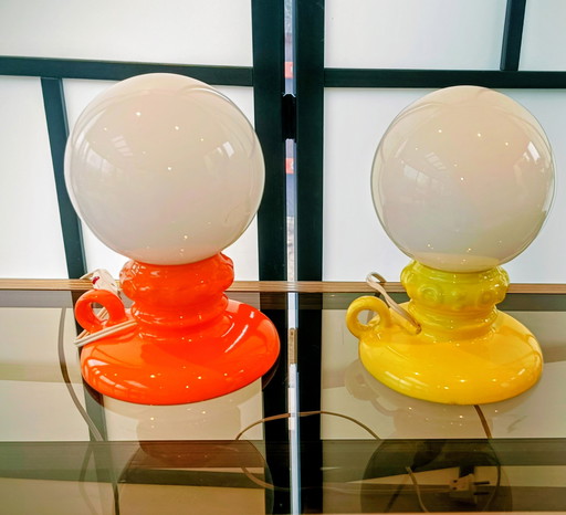 2 lampes de table, lampes de chevet, Allemagne, style vintage années 1960, époque spatiale