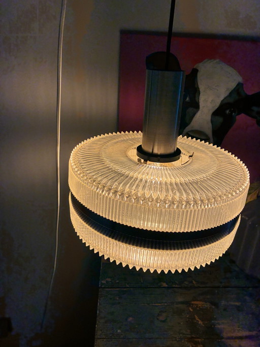 Lampada a Sospensione Vintage Scandinava Unica (Vetro Prismatico Atmosferico) – Anni '60