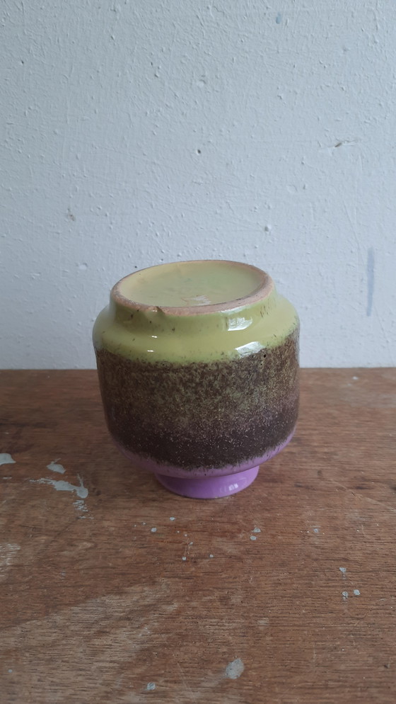 Image 1 of 1x Fat Lava vase, VEB Haldensleben, no. 3053, lgreen + lilac