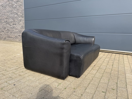 Image 1 of De Sede DS47 3-Sitzer in Büffelleder 5 mm NECK Schwarzes Leder, ausziehbarer Sitz