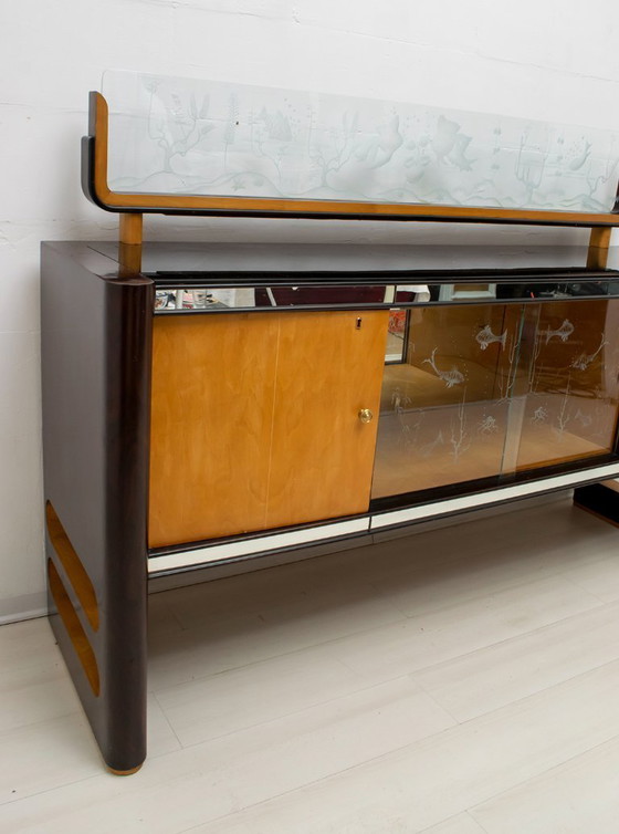Image 1 of Osvaldo Borsani Mid-Century Modern Italian Walnut and Maple Sideboard, 1950s