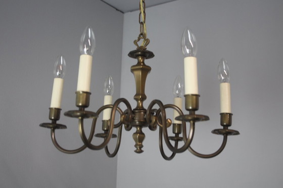 Image 1 of Vintage kroonluchter met zes armen, jaren 1970.