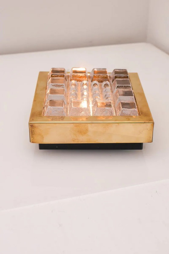 Image 1 of Schwedische brutalistische Wandlampen aus Glas und Messing von Falkenbergs Belysning, 2er-Set