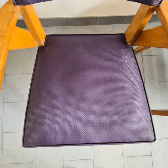 Image 1 of PAIRE DE FAUTEUILS BRIDGE VINTAGE 1950 EN HETRE PIEDS COMPAS 50S ROCKABILLY