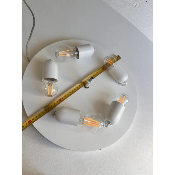 Image 1 of Lámpara de techo tradicional italiana de cristal de Murano blanco "Graniglia" estilo años 70