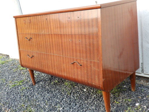 Vintage skandinavische Kommode mit 3 Schubladen aus den 50er Jahren