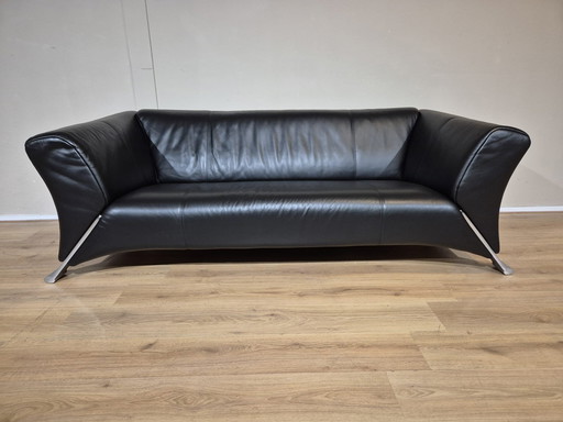 Rolf Benz 322 Black Leather 2.5 Seater Sofa Design Anita Schmidt