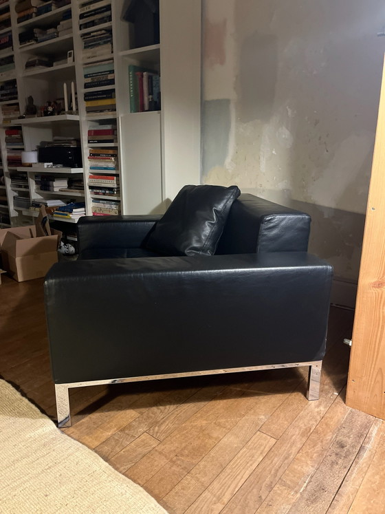 Zanotta Alga Cuero Negro – Sillones, Cromo (photo 4 of 5)