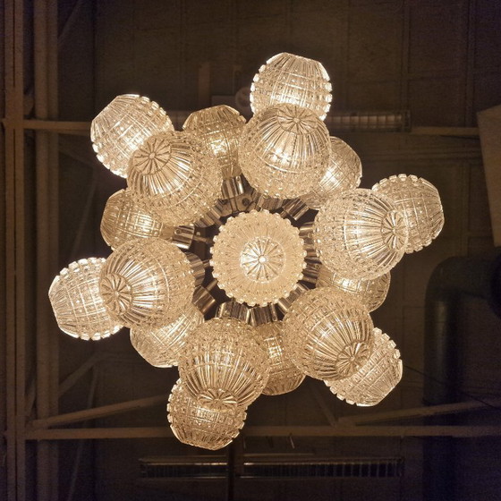 Image 1 of Large Glass Globe Chandelier by Richard Essig, Germany, 1960s