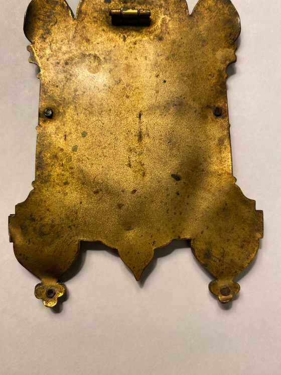 Piccola icona antica della Vergine Maria – Medaglione neogotico, fine XIX secolo – Oggetti decorativi (photo 7 of 7)