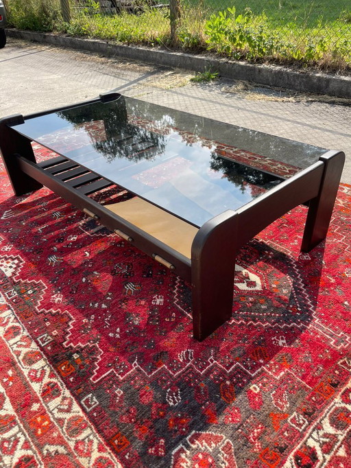 Coffee table wenge wood with glass top