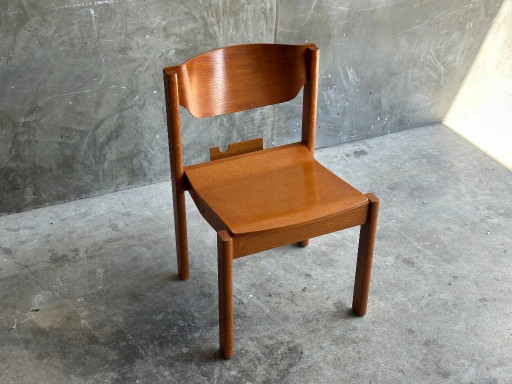Set di 4 sedie vintage scandinave in rovere | Stile brutalista | Anni '60-'70 | Impilabili