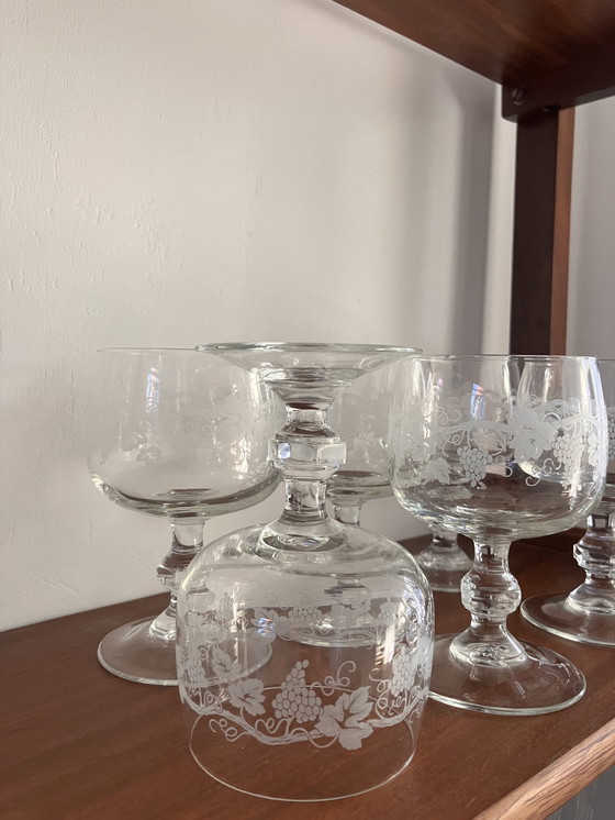 Image 1 of Vintage Franse wijnglazen set 6 /vintage design Franse wijnglazen