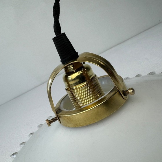 Image 1 of Vintage Opaline Glass Pendant Light with Scalloped Edges, 25 cm