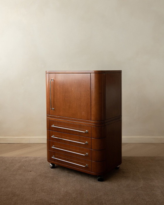 Meuble Art Déco italien en bois avec détails chromés, années 1930 – Armoires de rangement, Wood (photo 2 of 17)