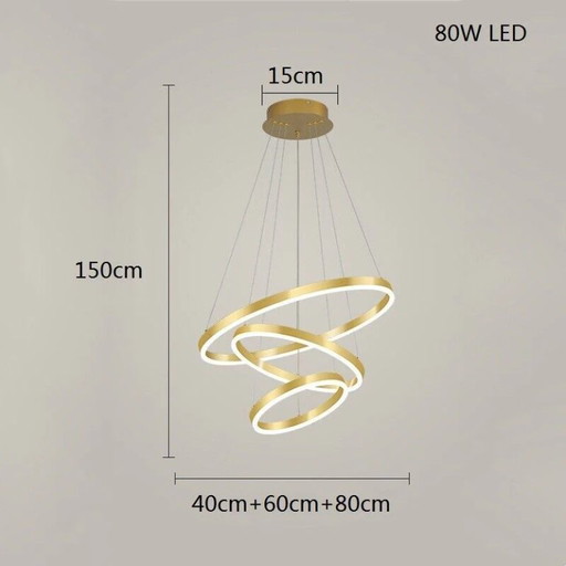 Königlicher Kronleuchter mit 3 goldenen Acrylkreisen